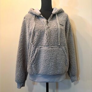 Simply Southern Women’s Sherpa‎ 1/4 Zip Hooded Sweatshirt Size L in Gray